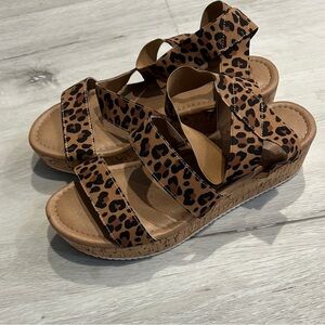 Leopard Print Strappy Sandals